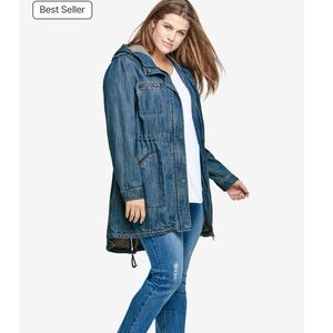 Ellos Hooded Anorak Denim Jacket sz-18